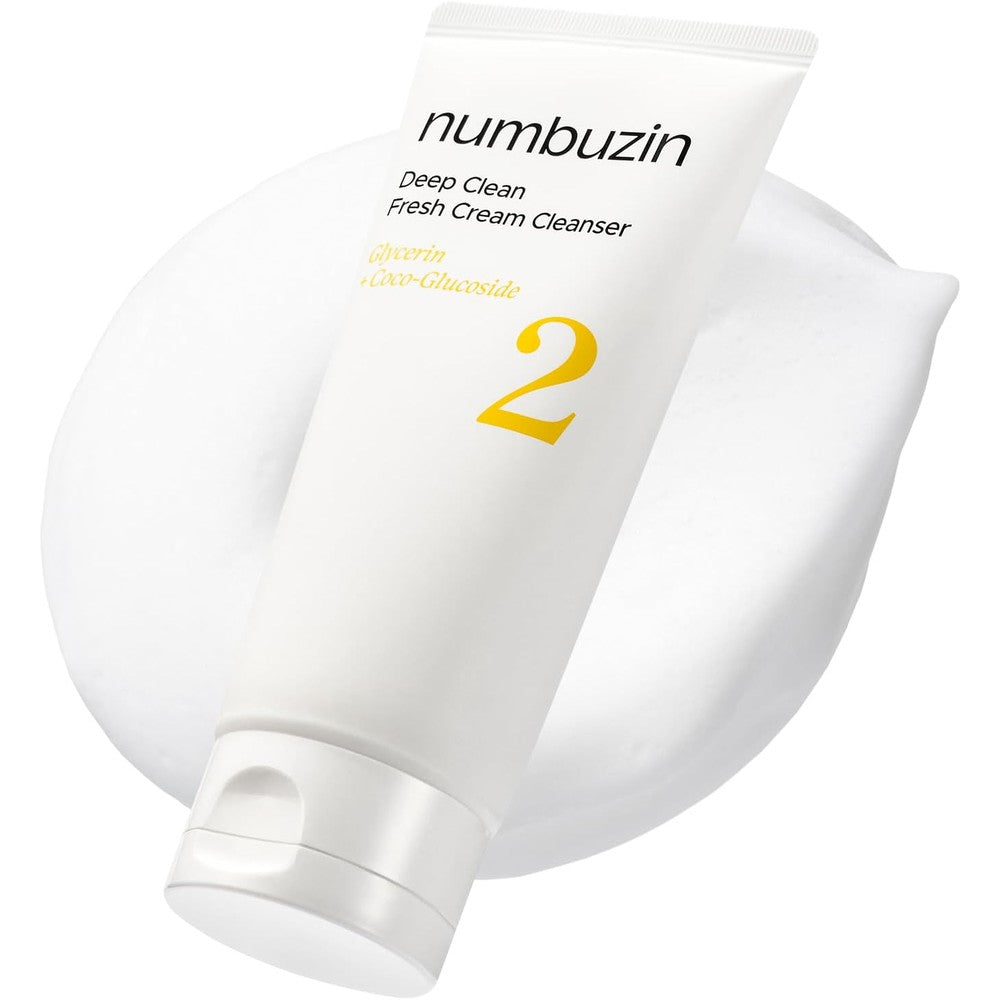 Numbuzin Number Two Deep Clean Fresh Cream Cleanser front view tube on a clean background