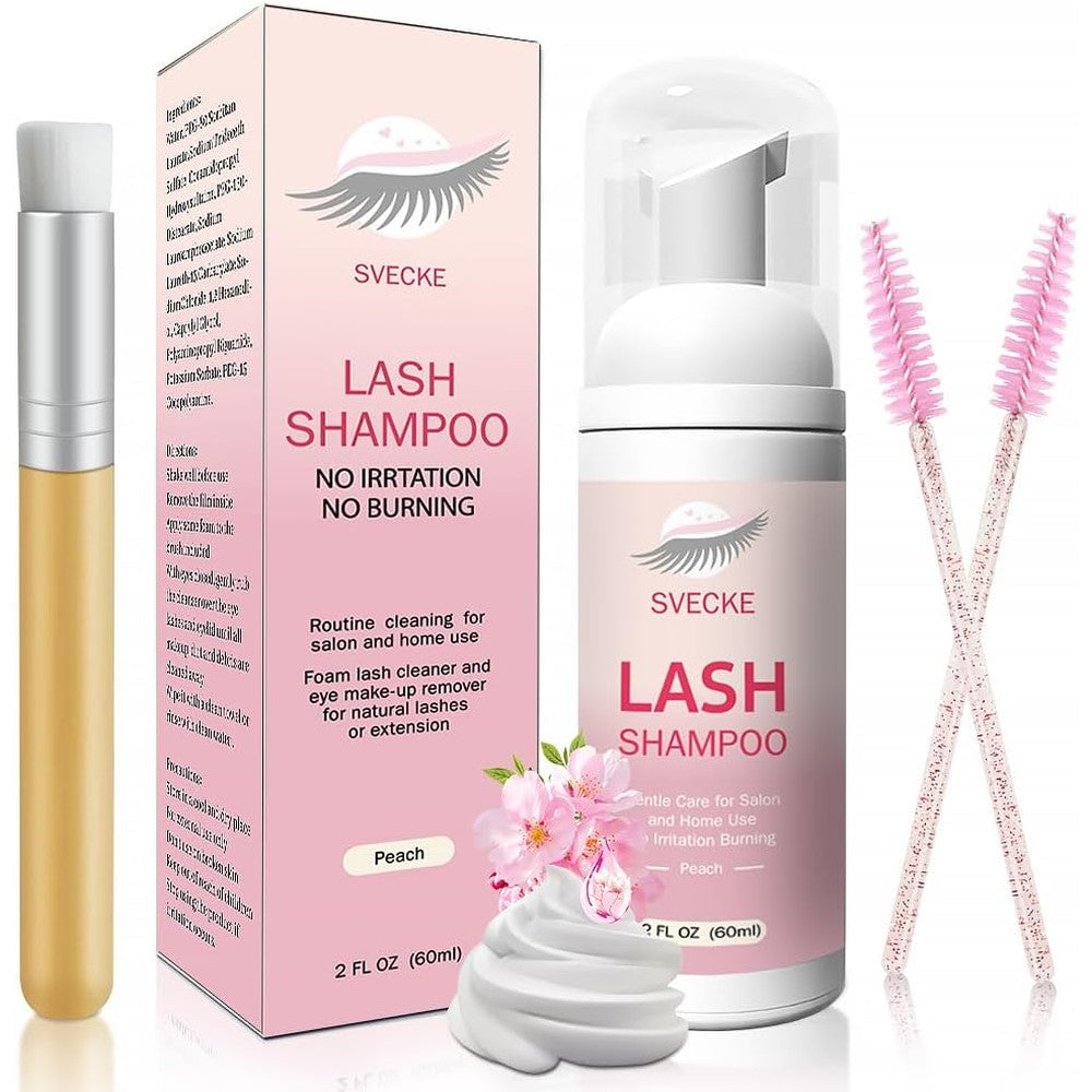 Cxcesns Svecke lash shampoo kit front view packaging and bottle