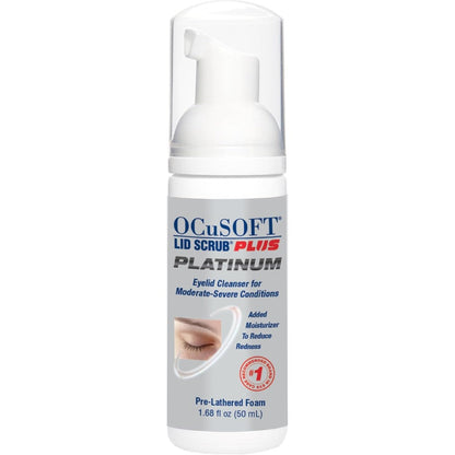 OCuSOFT Lid Scrub PLUS Platinum foaming eyelid cleanser front view for eye hygiene