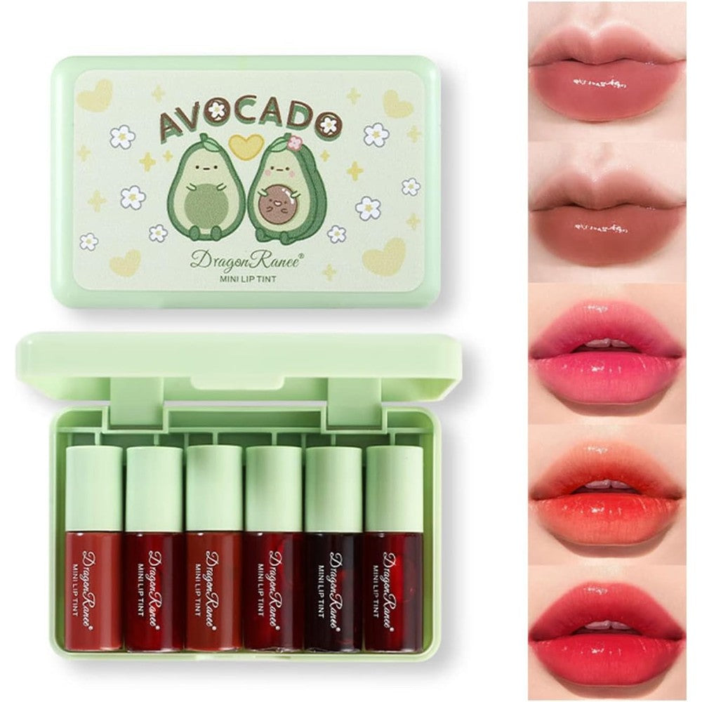 6 Colors Lip Tint Stain Set, Korean Lip Gloss, Mini Liquid Lipstick, Lip Tint Set, Lip Stain Long Lasting Waterproof, Non-Stick Cup, High Pigment, Cute Stuff, Lip Makeup