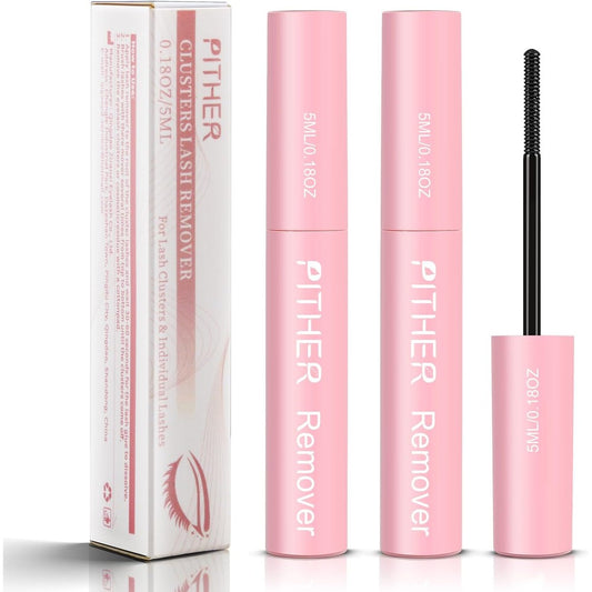 Arokleen Pither lash extension remover front view showing the five milliliter tube and applicator brush for cluster eyelash removal.