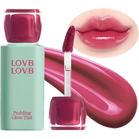 Pudding Glow Korean Lip Tint | Natural Lip Stain | Gloss to Stain | Long-Lasting & Non-Sticky | Lightweight Lip Tint | 0.14 oz. (02 ENDING ROSE)