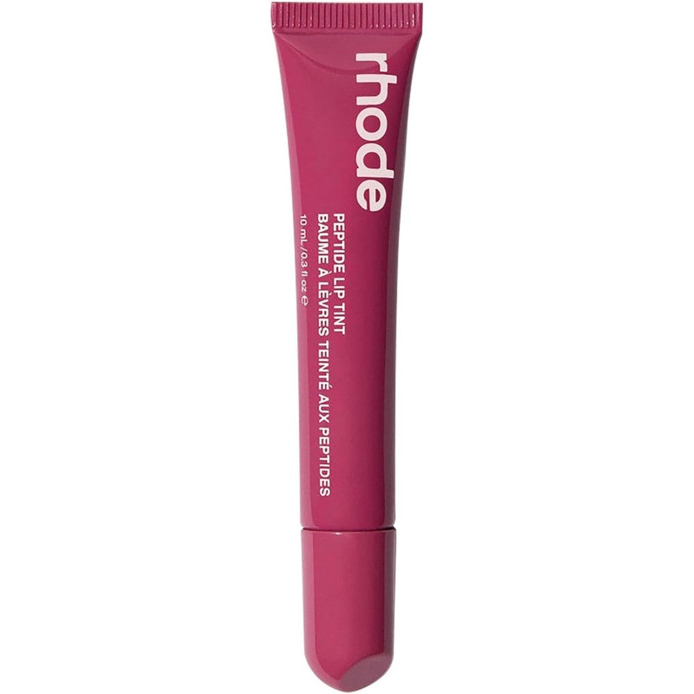 Rhode Peptide Lip Tint Raspberry Jelly front view of the packaging tube showcasing the sleek design.