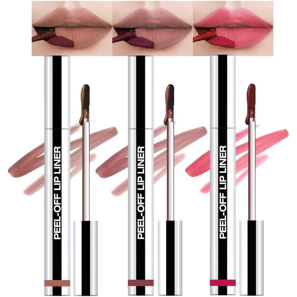 3 Pcs Matte Liquid Lip Stain Peel Off Lip Liner, Long Lasting Lip Tattoo, Waterproof & Transfer-Proof Lip Liner Peel Off Lip Gloss for All Skin Types. #02+#03#06