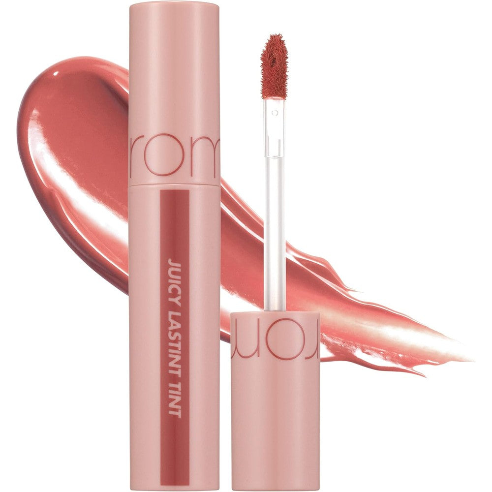 Romand Juicy Lasting Tint 23 Nucadamia front view packaging and lip stain tube.
