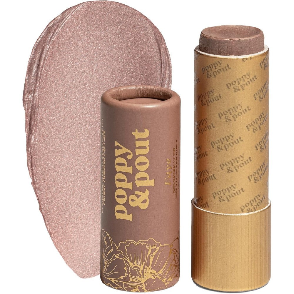 Poppy & Pout All Natural Lip Tint, Cardboard Tube, Hand-Filled, Beeswax, Vitamin E, Coconut Oil, Cruelty Free, All-Natural Shades (Faye)
