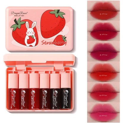 6 Colors Lip Tint Stain Set, Korean Makeup Lip Stain Moisturizing Mini Liquid Lipstick, Multi-use Lip and Cheek Tint, Long lasting Non-Stick Cup Waterproof, Cute Stuff, Lip Color Makeup
