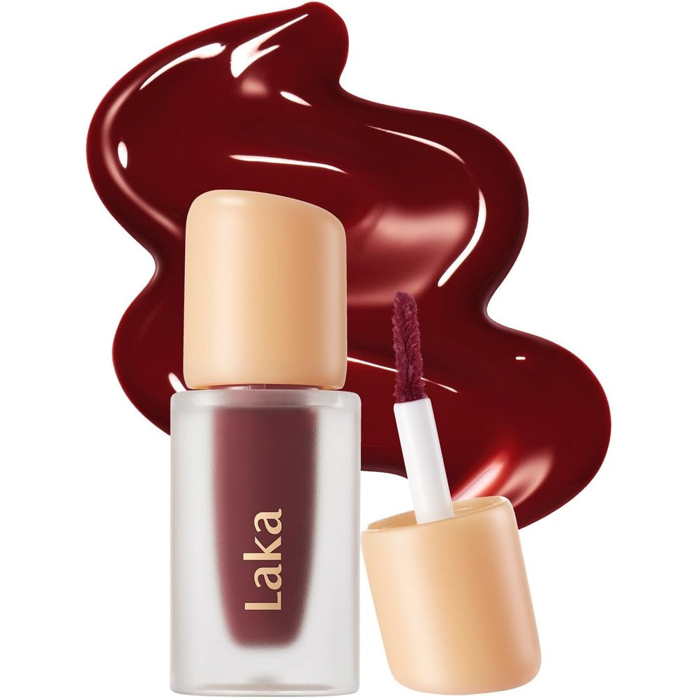 Laka Fruity Glam Lip Tint Mini, 1.9g/0.07oz, Glowing Lip Stain with Wide Color Spectrum, Hydrating & Lightweight Texture, Long-Lasting Bold Stain, Non-Sticky, Vegan, K-Beauty (#120 Caffeine rose)