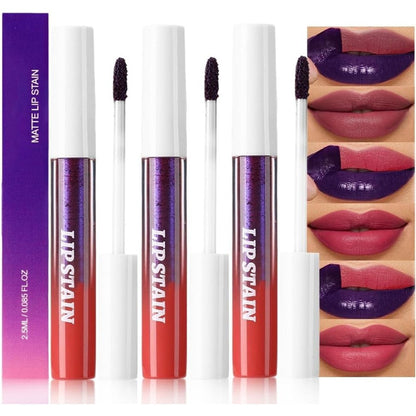 evpct 3Pcs Peel Off Lip Stain Tints, Maroon Mauve Red Matte Liquid Lipstick Lip Stain Long Lasting Waterproof for Women, Non-stick Cup Lipstick Peel Off Highly Pigmented Smudge-proof, 01# & 02# & 03#