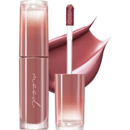 Peripera Ink Mood Glowy Tint 033 Rosy Wish front view showcasing the sleek lip gloss packaging.
