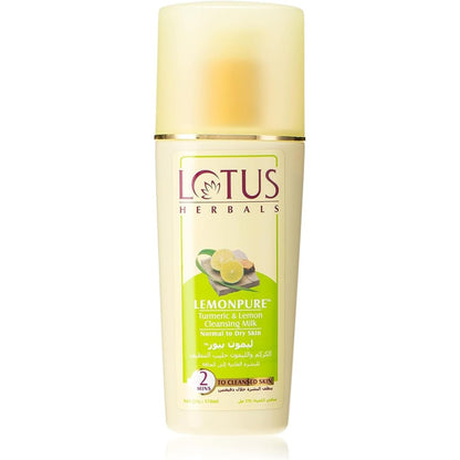 Lotus Herbals Lemonpure Turmeric and Lemon Cleansing Milk front view bottle