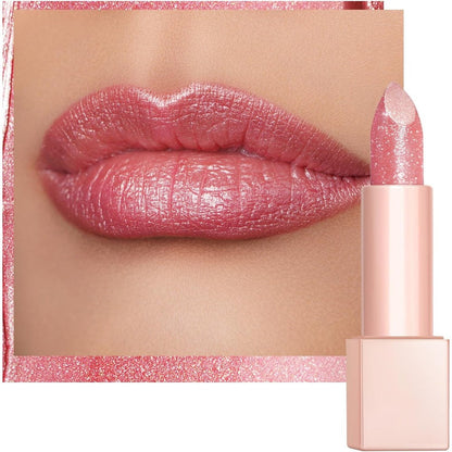 Oulac moisturizing pink lipstick in pink jewel PG03 shade with shimmer and glossy finish