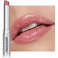 Qidsters pink honey lipstick tinted lip balm front view in silver metallic packaging