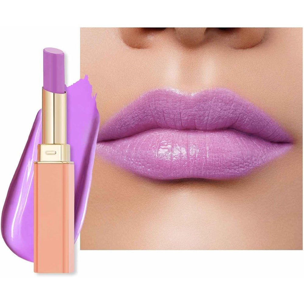 Oulac pinky purple lipstick in 10 it's ok shade with glossy tinted lip balm finish