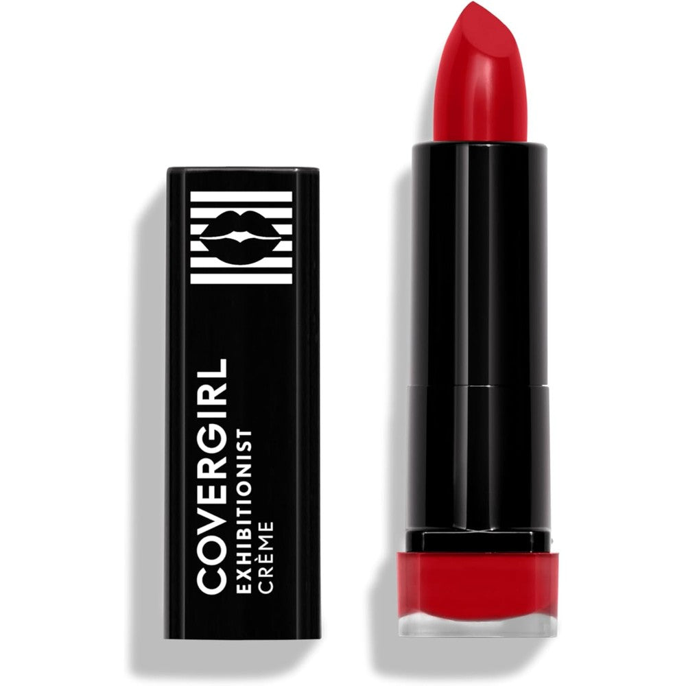 COVERGIRL Exhibitionist Cream Lipstick Real Red front view of tube and bullet