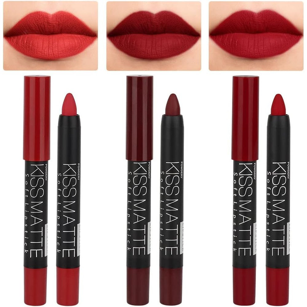 Evpct dark red lip liner pencil set and matte lipstick crayon for bold ruby red lips
