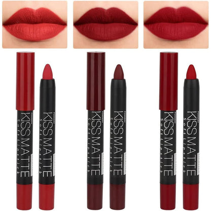 Evpct dark red lip liner pencil set and matte lipstick crayon for bold ruby red lips