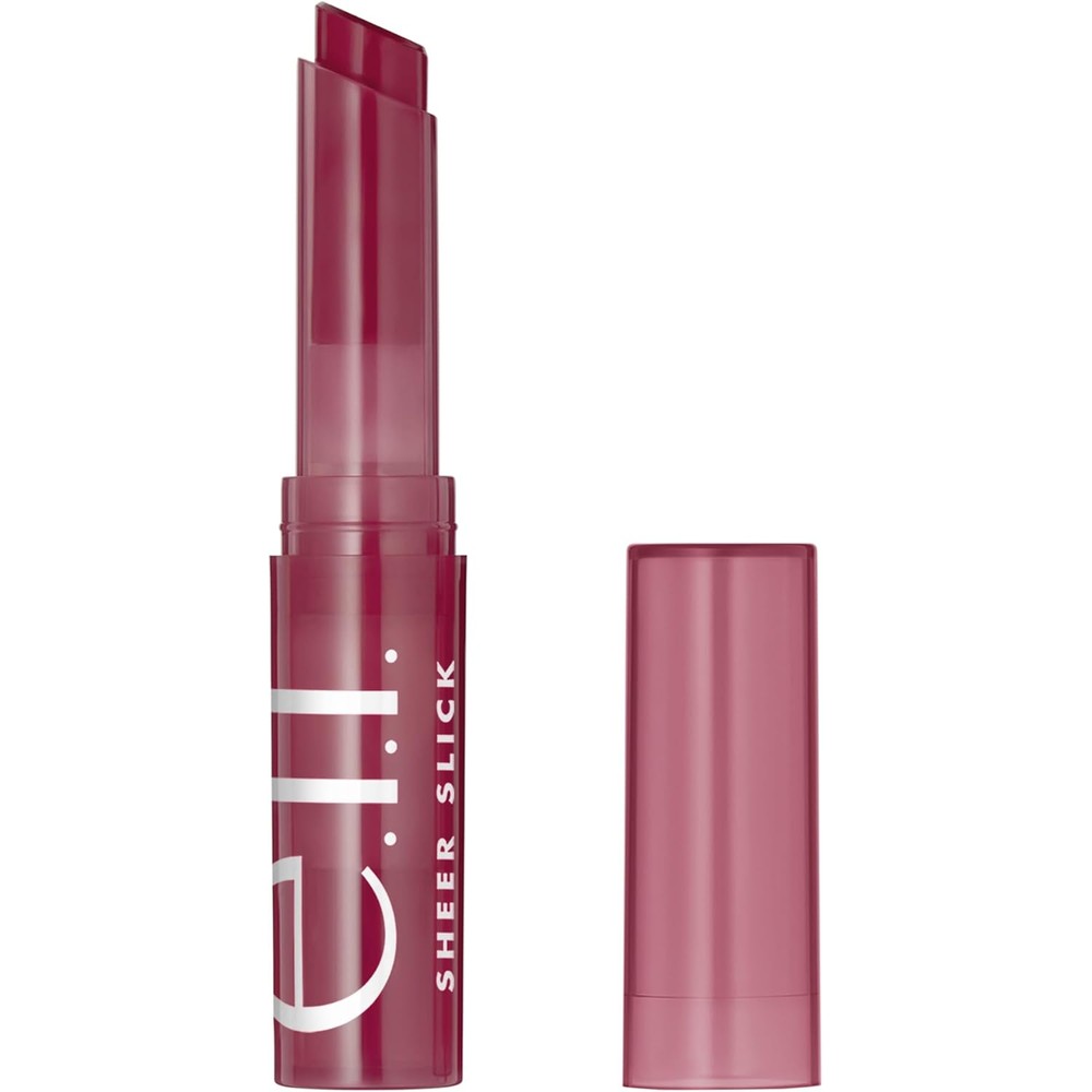 e.l.f. sheer slick lipstick in black cherry lip shades with shiny finish