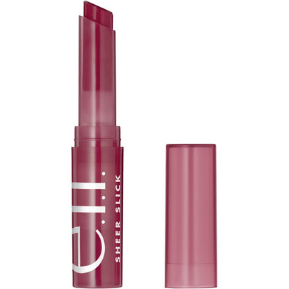 e.l.f. sheer slick lipstick in black cherry lip shades with shiny finish