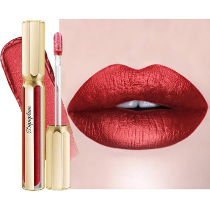 Depuplum dark red metallic lipstick for women long lasting finish