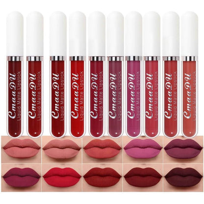 Evpct 10 Piece liquid matte lipstick set for dark skin tones in ruby and plum
