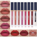 QiBest matte liquid lipstick set front view showing all eight pieces