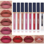 QiBest matte liquid lipstick set front view showing all eight pieces