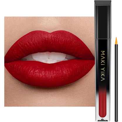 MAKI YIKA lipstick in mvp red shade matte liquid lip color smudge proof