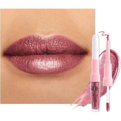 Kaely 2 in 1 mauve metallic lipstick and lip liner dual ended stick