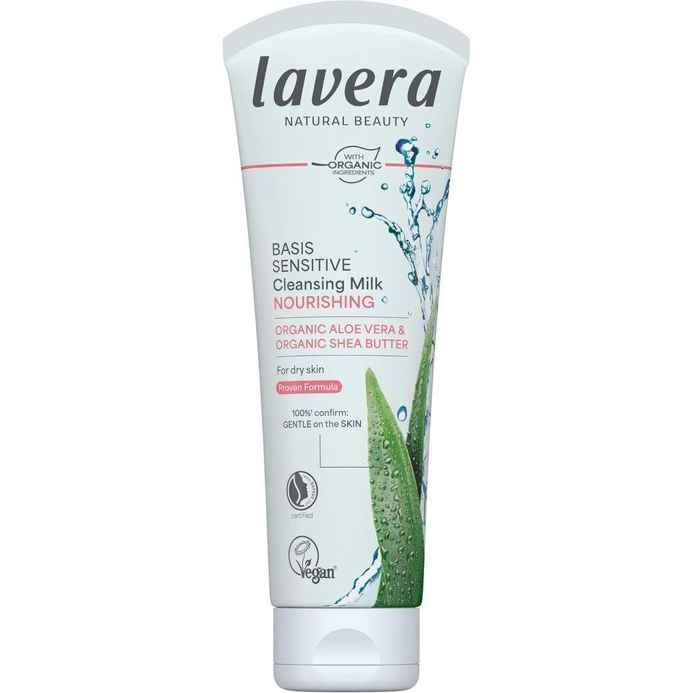 Lavera Basis Sensitive Cleansing Milk 125ml bottle front view