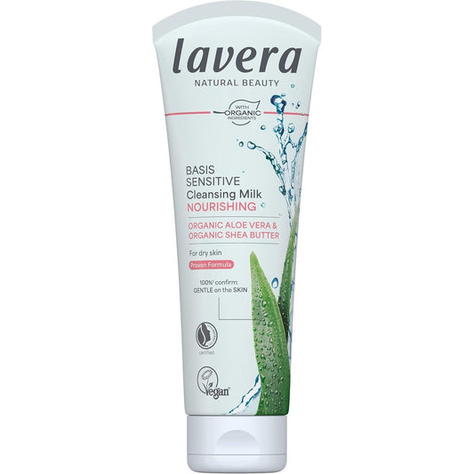 Lavera Basis Sensitive Cleansing Milk 125ml bottle front view