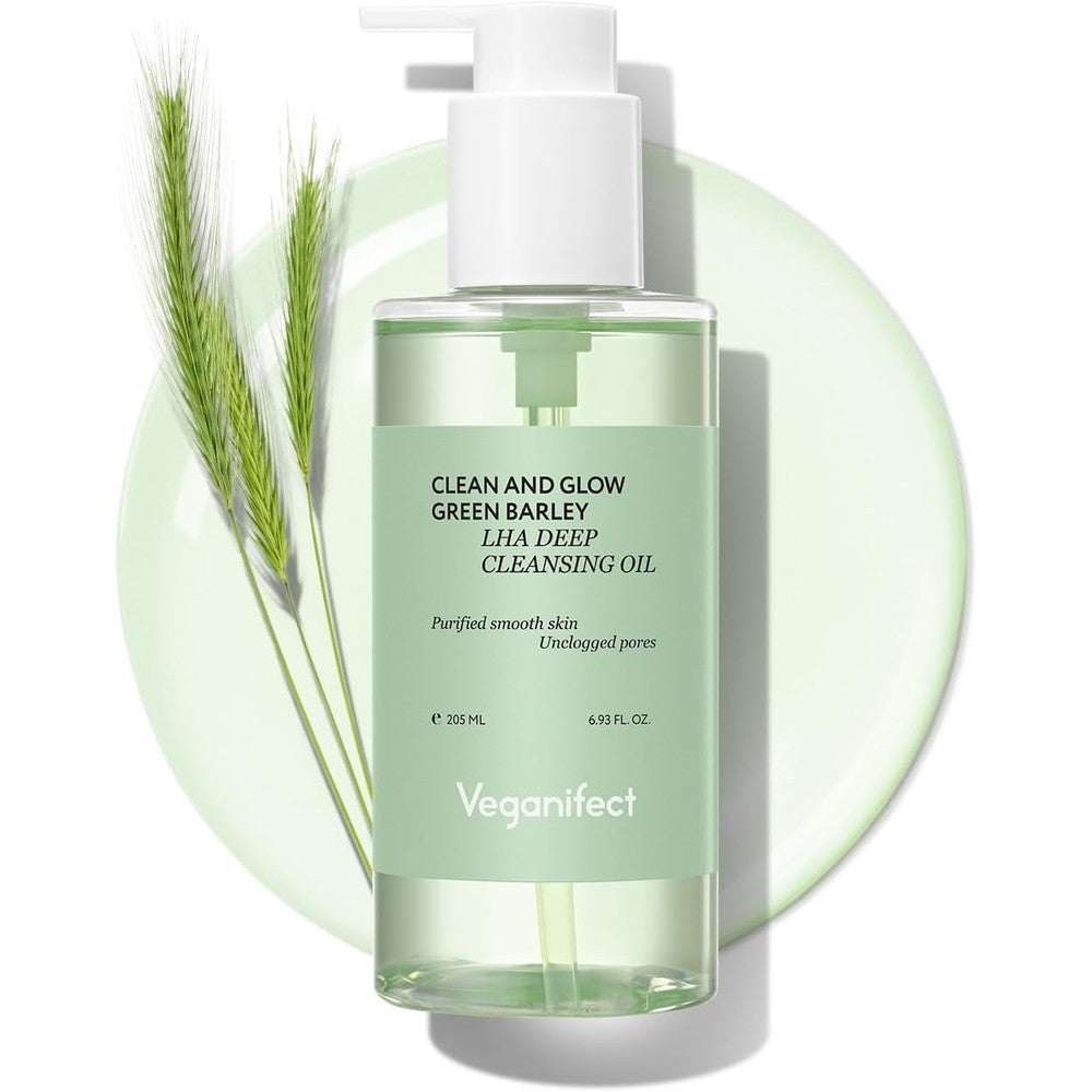 Veganifect Clean and Glow Green Barley Lha Deep Cleansing Oil front view bottle