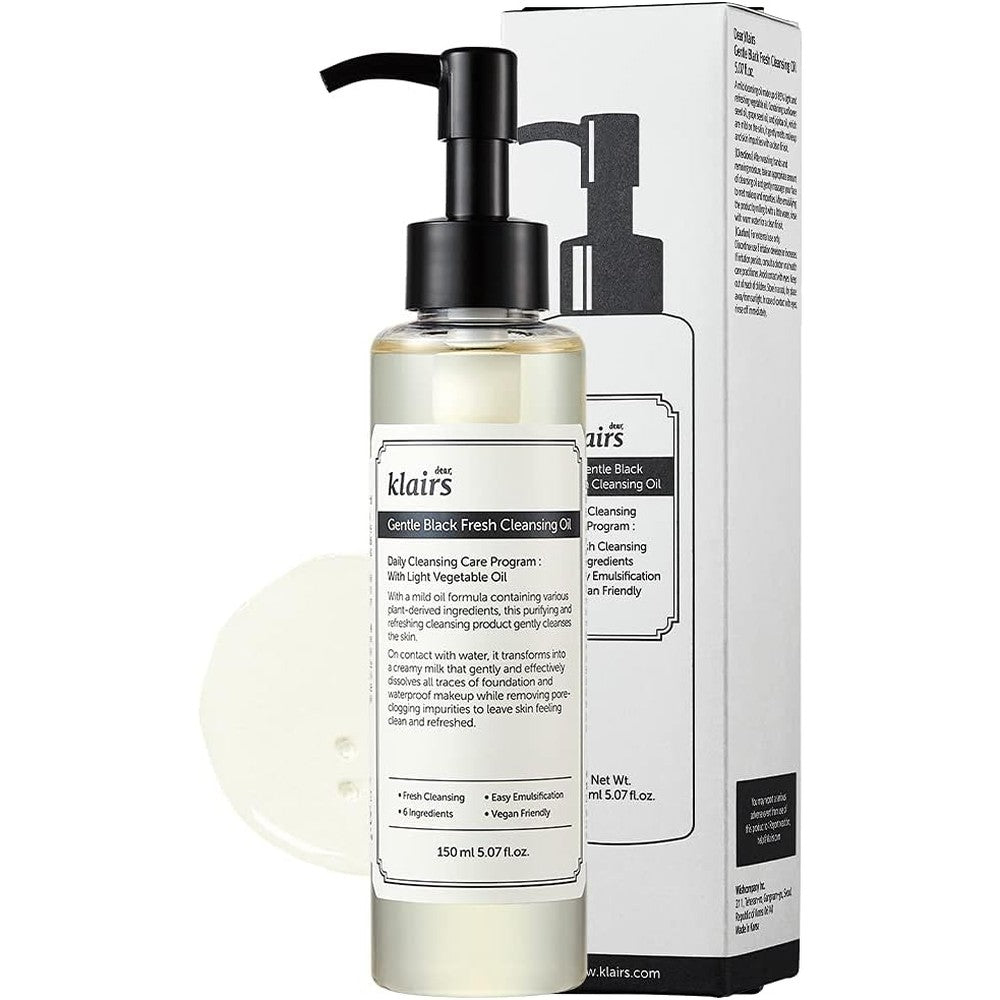 Dear Klairs Gentle Black Fresh Cleansing Oil front view bottle