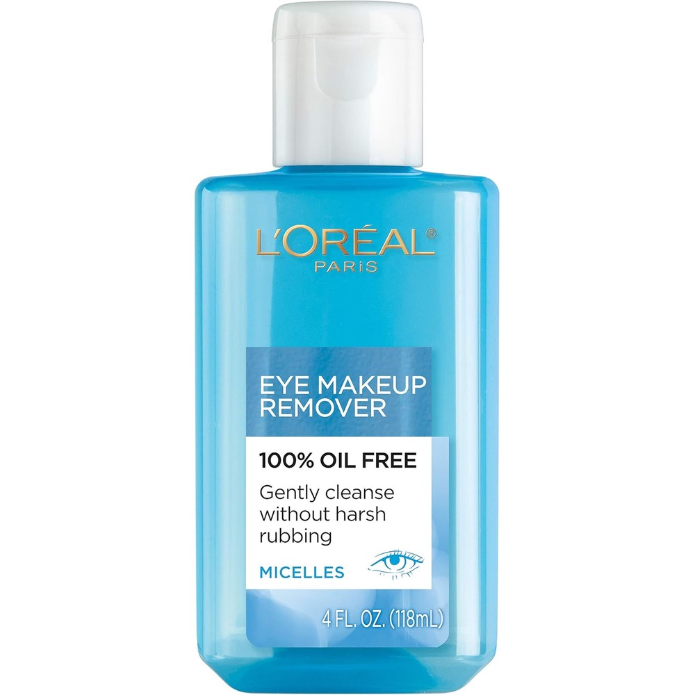 L'Oreal Paris Clean Artiste Oil-Free Eye Makeup Remover front bottle view for sensitive eyes.