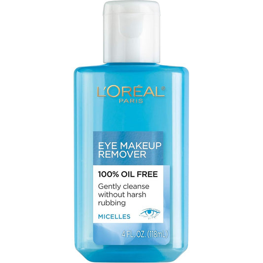 L'Oreal Paris Clean Artiste Oil-Free Eye Makeup Remover front bottle view for sensitive eyes.