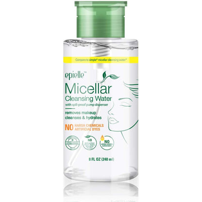 Epielle Micellar Cleansing Water front view bottle for daily makeup removal.