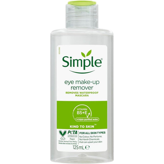 Simple Kind To Skin Eye Make Up Remover front view bottle on white background