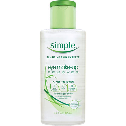 Simple Kind to Eyes Eye Makeup Remover front view bottle for sensitive skin care
