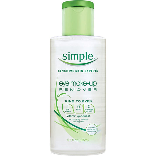 Simple Kind to Eyes Eye Makeup Remover front view bottle for sensitive skin care