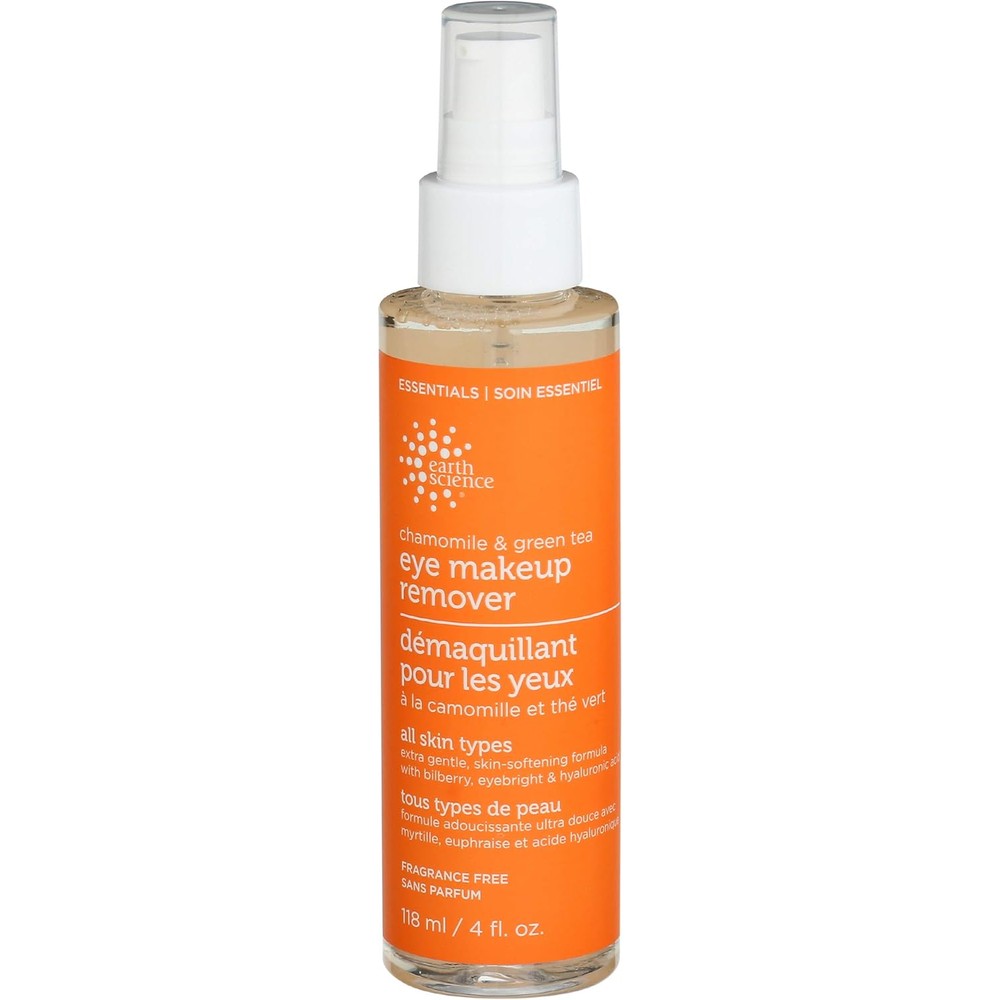 Earth Science Chamomile and Green Tea Eye Makeup Remover front view bottle