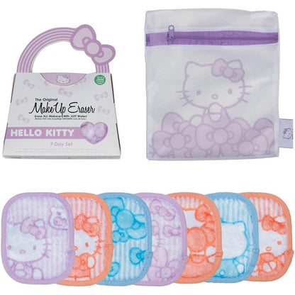 The Original MakeUp Eraser Hello Kitty Pastel 7-Day Set front view showing seven colorful reusable cloths