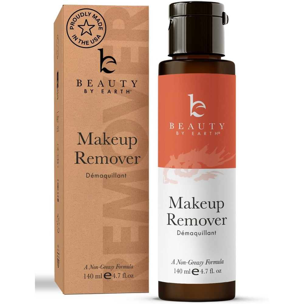 Beauty by Earth Organic Makeup Remover front view bottle for gentle daily cleansing