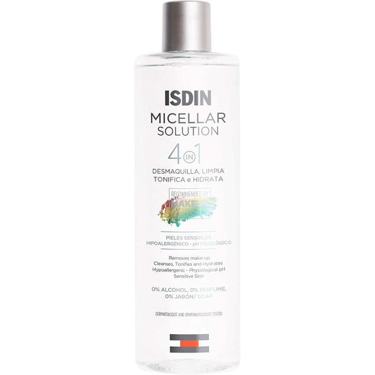ISDIN Micellar 4-in-1 Facial Cleansing Water Solution 400ml front view bottle for daily skin care