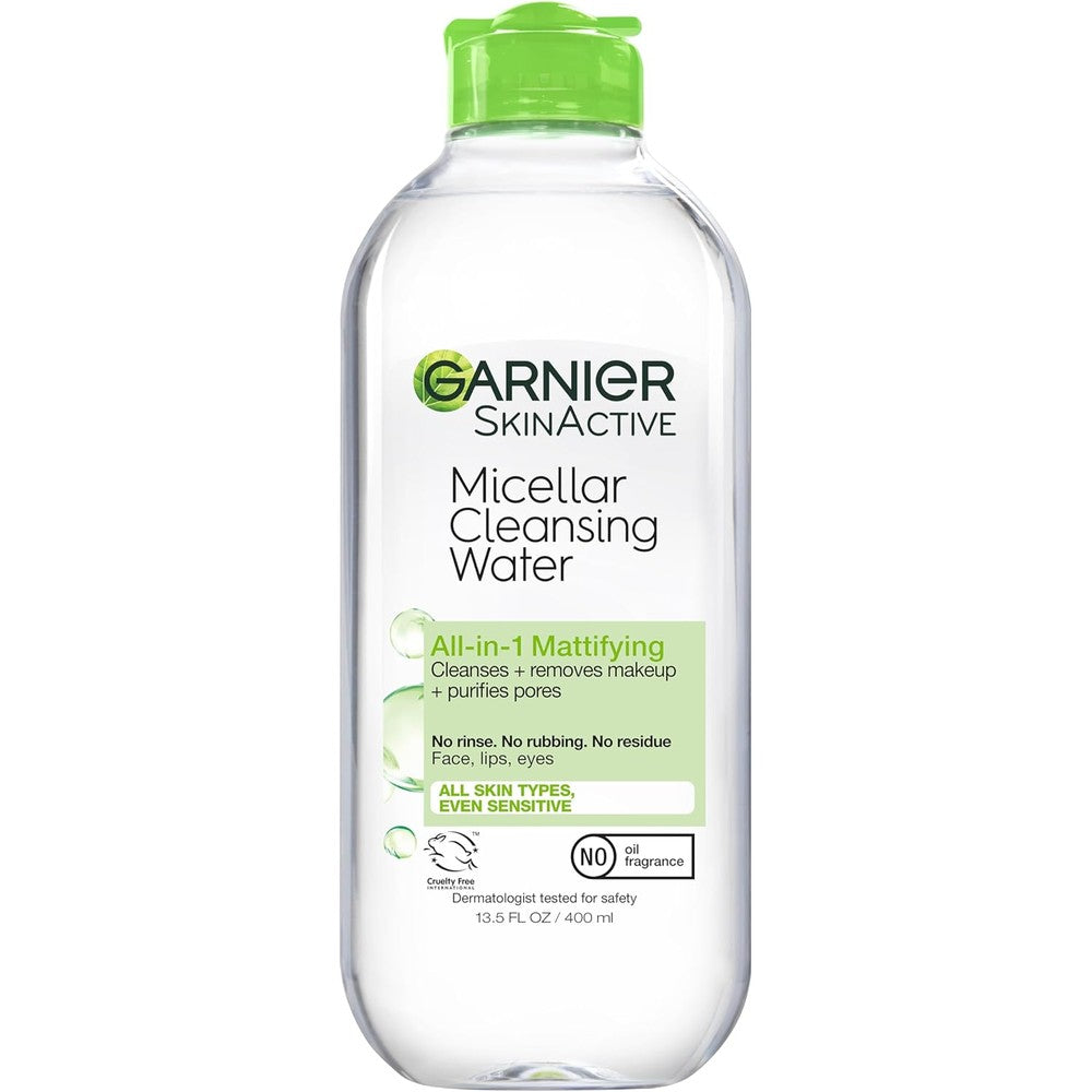 Garnier SkinActive Micellar Cleansing Water Mattifying front view bottle for oily skin