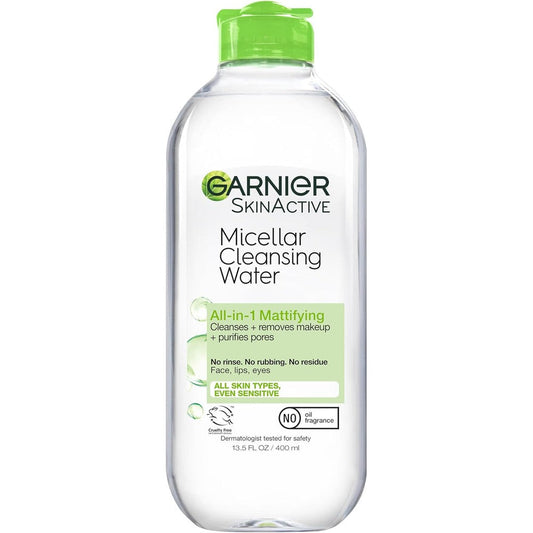 Garnier SkinActive Micellar Cleansing Water Mattifying front view bottle for oily skin