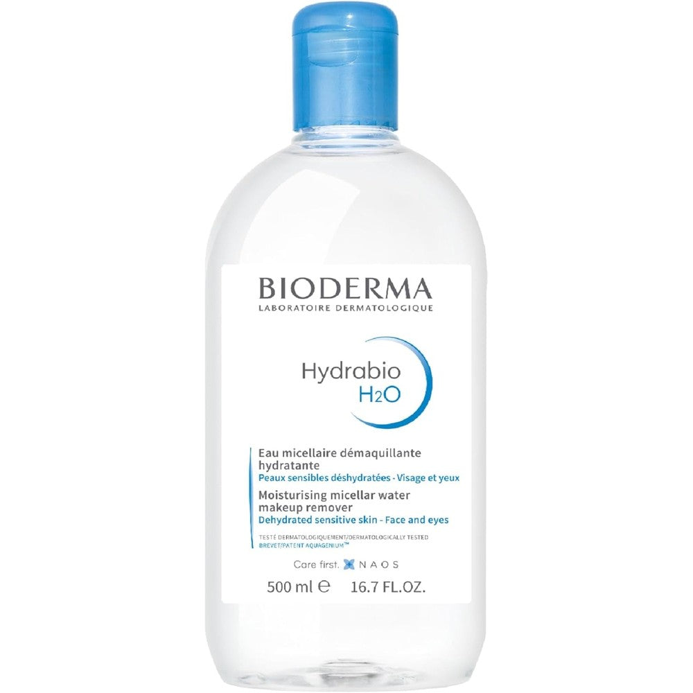 Bioderma Hydrabio H2O Micellar Water front view 500ml blue cap bottle
