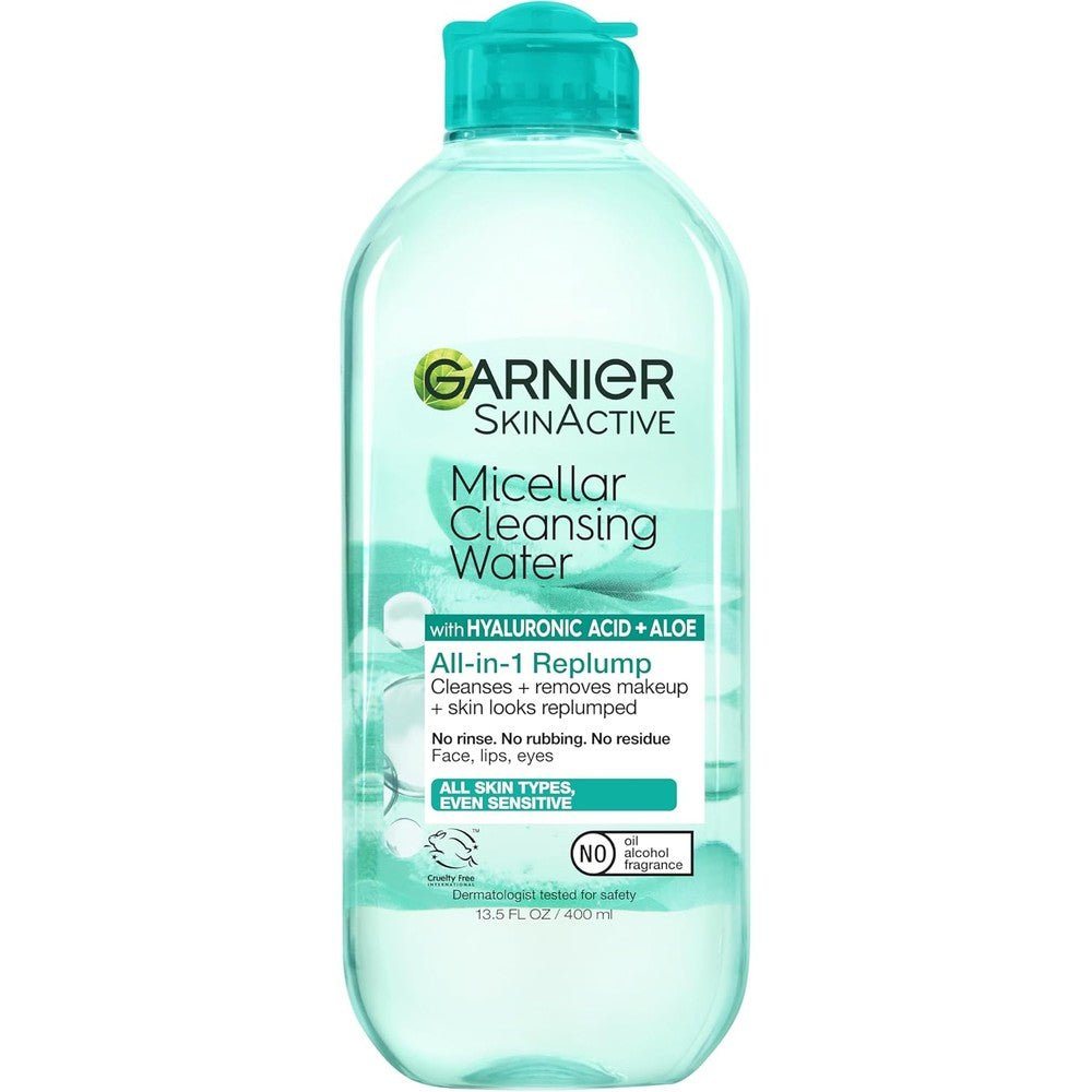 Garnier Micellar Water with Hyaluronic Acid and Aloe front view bottle