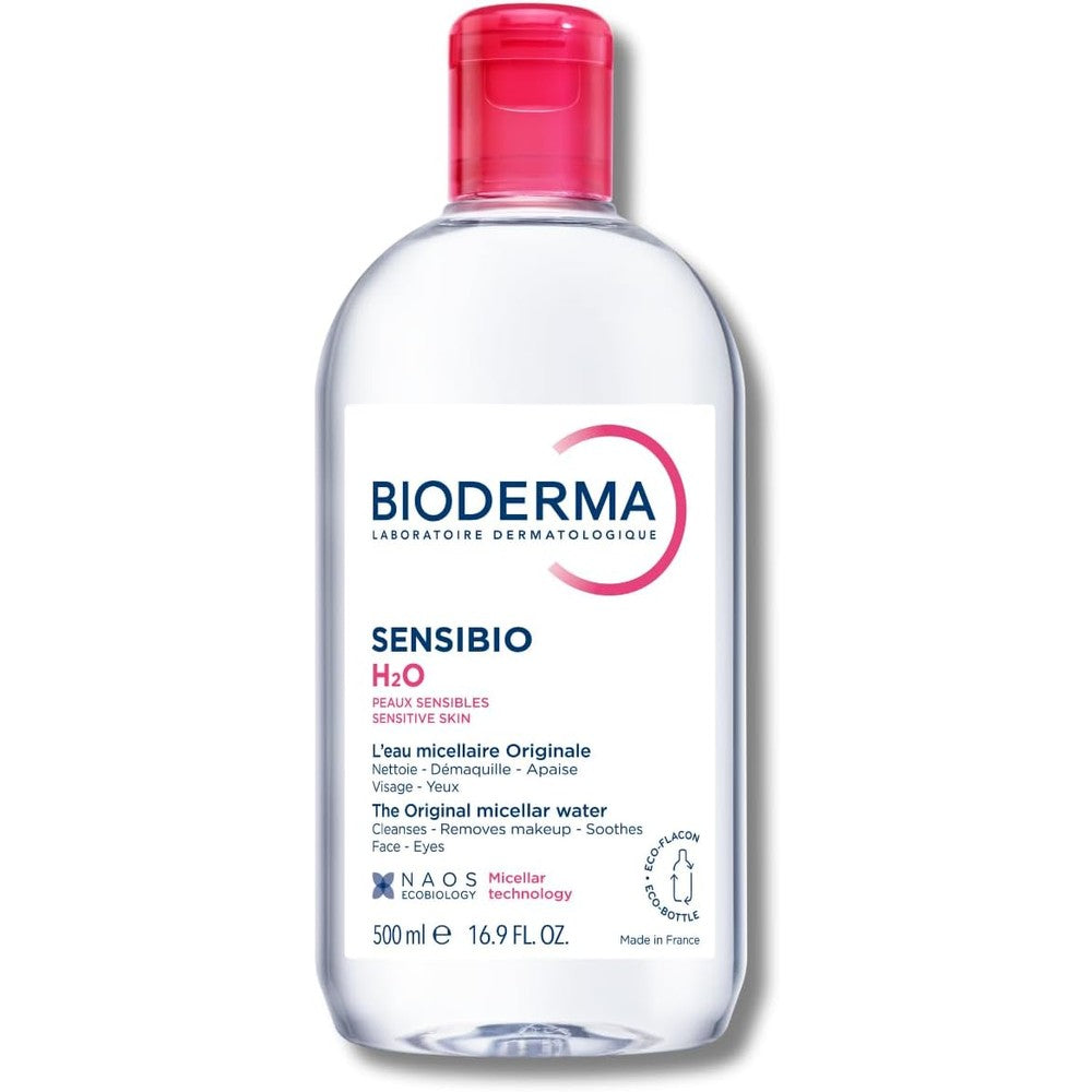 Bioderma Sensibio H2O Micellar Water 500ml front view bottle for sensitive skin makeup removal