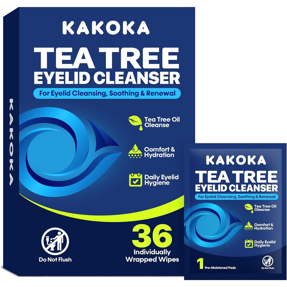 Kakoka Eyelid Wipes 36 Count box front view