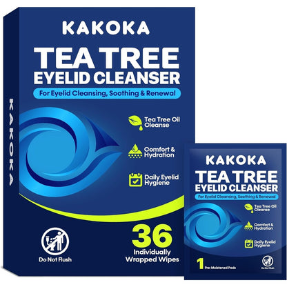 Kakoka Eyelid Wipes 36 Count box front view